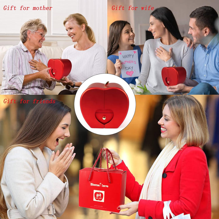 Beautiful Pendant Necklace Eternal Rose Apple Jewelry Flower Box To My Love Forever Special Gift